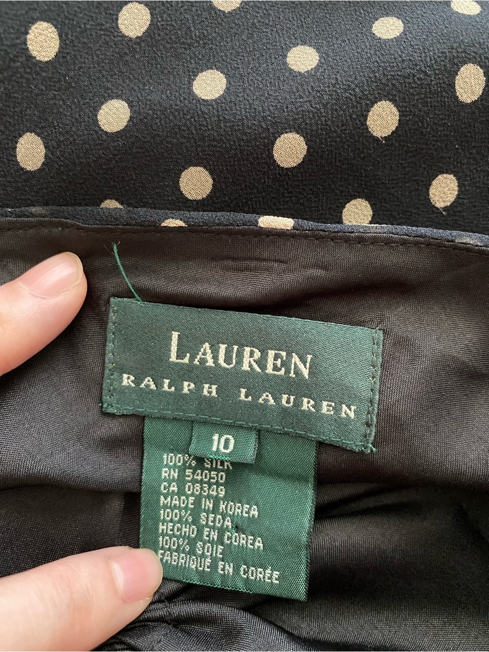 Lauren Ralph Lauren 100% Silk Polka Dot Maxi Slip Dress | Size 10 - Picture 5 of 5